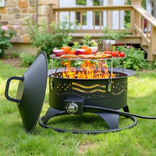 Panovue 24 Inch Portable Propane Fire Pit with Grill