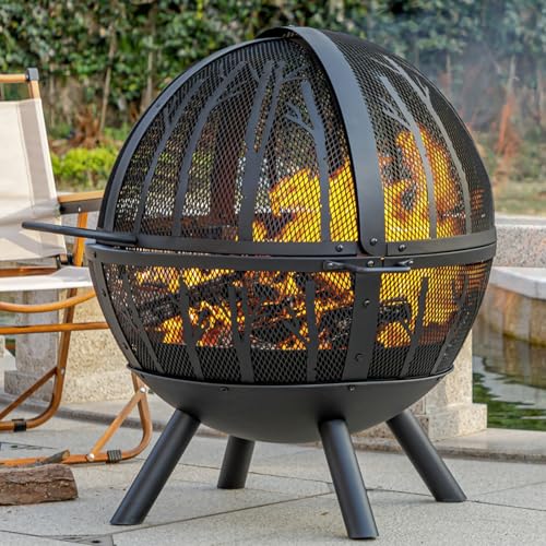 Panovue 35 Inch Wood Burning Fire Pit with BBQ Grill