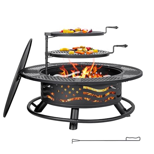 Panovue 42 Inch Fire Pit with 2 Cooking Grates