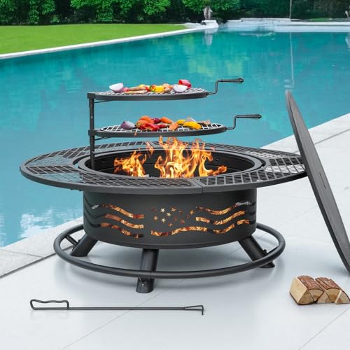 Panovue 47 Inch Fire Pit with 2 Cooking Grates