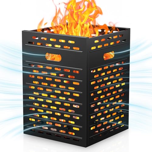 Panovue Fire Pit Burn Barrel 30 Inch 63 Gallon Ultra Thick Burn Drum for Yard Waste Incinerator Barrel Burn Cage for Outside Paper Leaf Trash Wood Backyard Bonfire